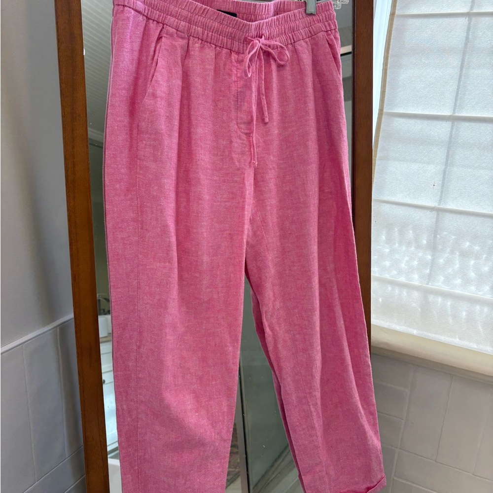 J Crew Linen Blend Drawstring Waistband Cuffed Jogger Women’s Pants
